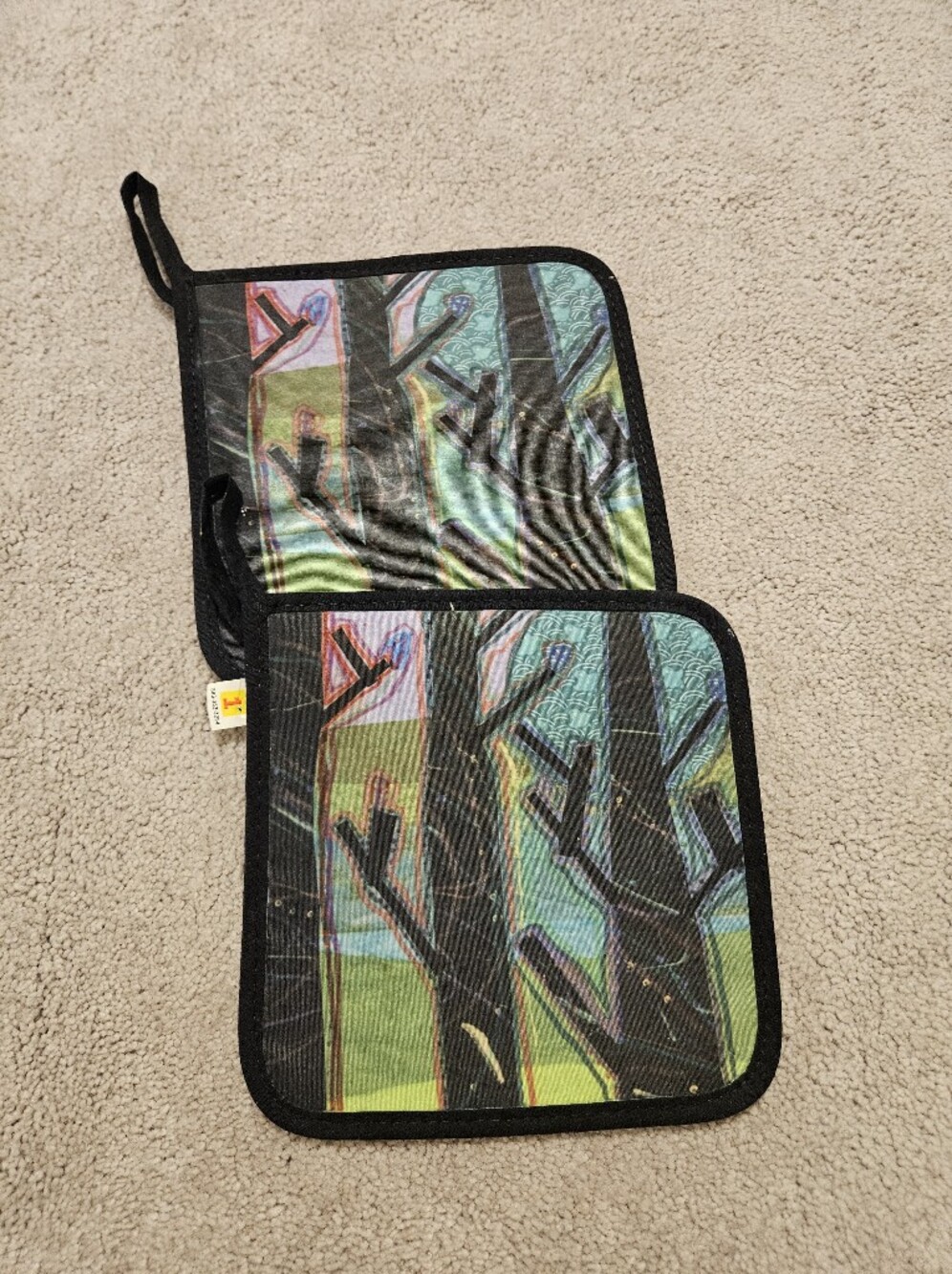 Abstract Forest Potholder Set